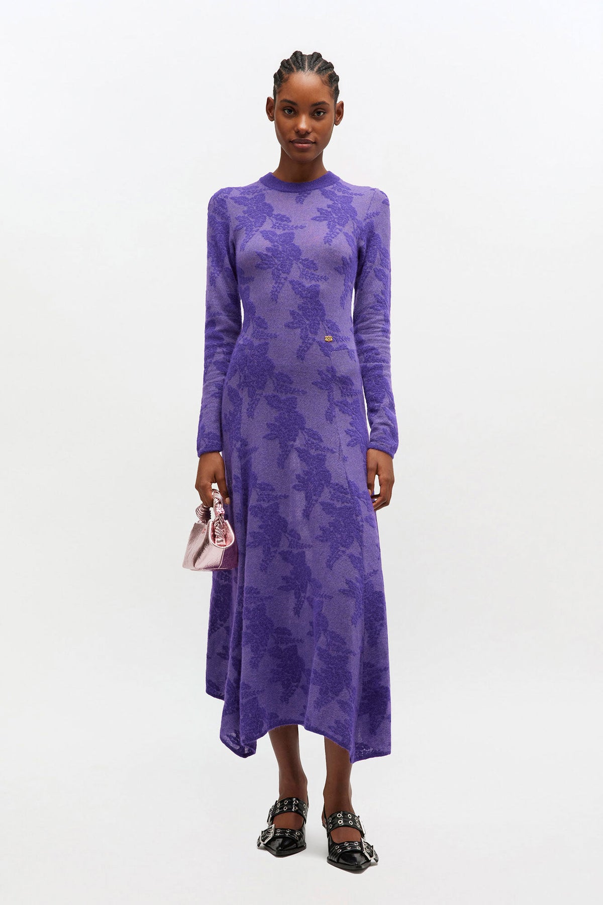 Purple Sheer Flower Dress