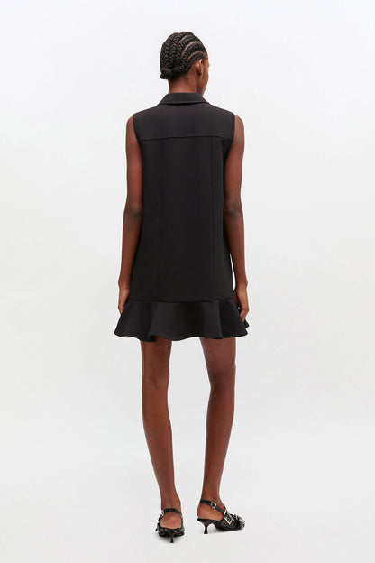 Black Twill Suiting Mini Dress
