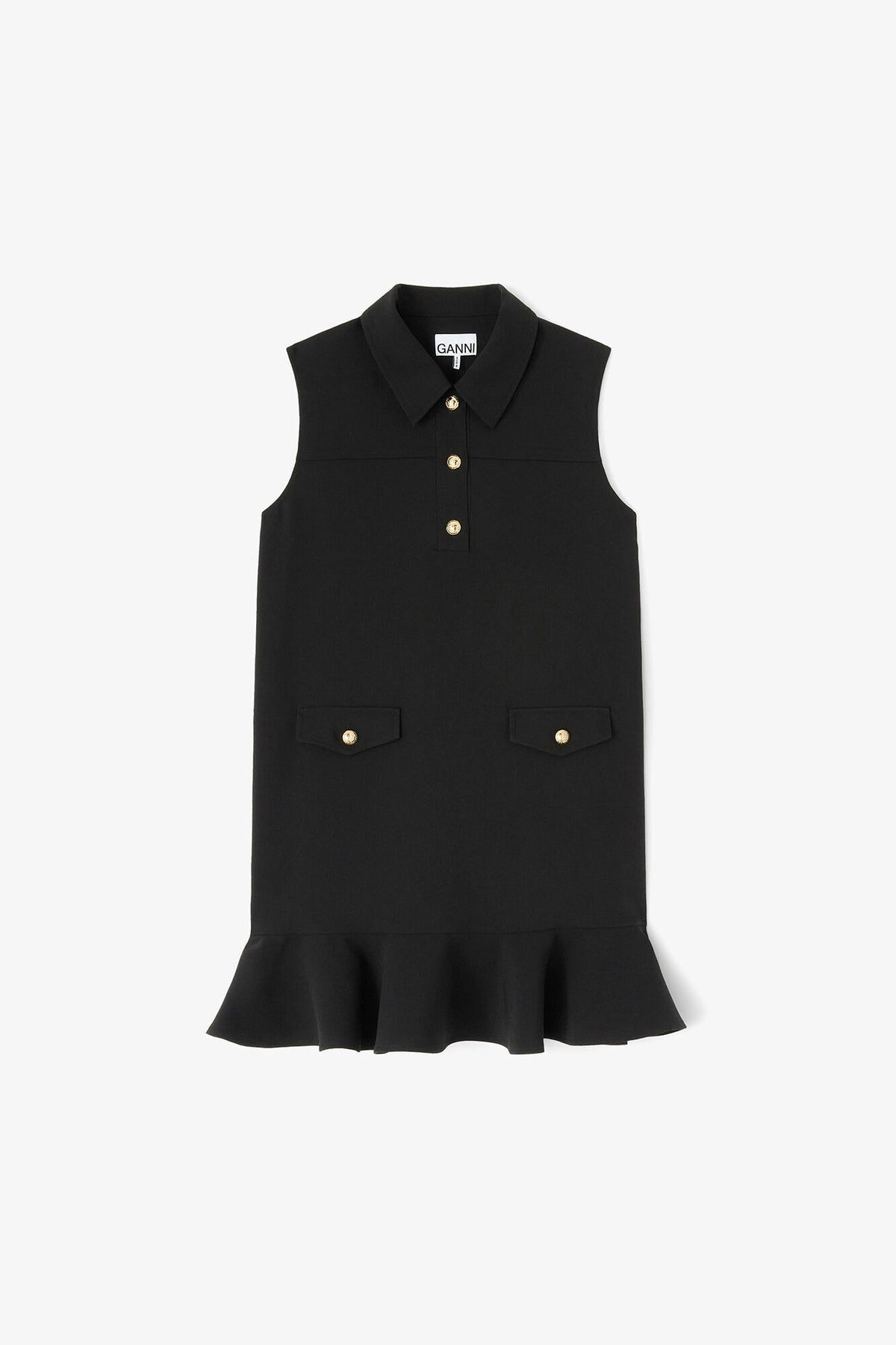 Black Twill Suiting Mini Dress