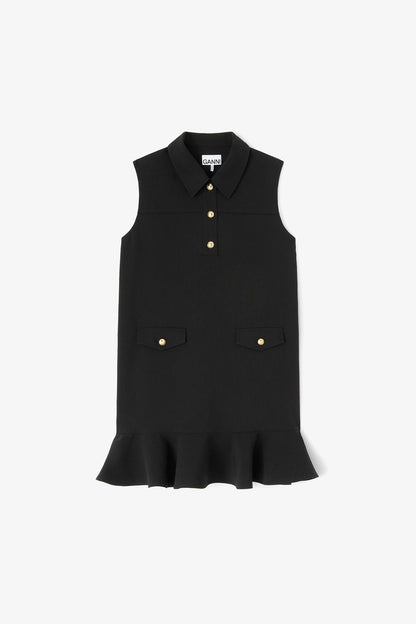 Black Twill Suiting Mini Dress