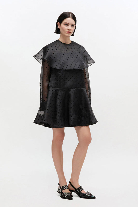 Black Organza Circle Collar Dress