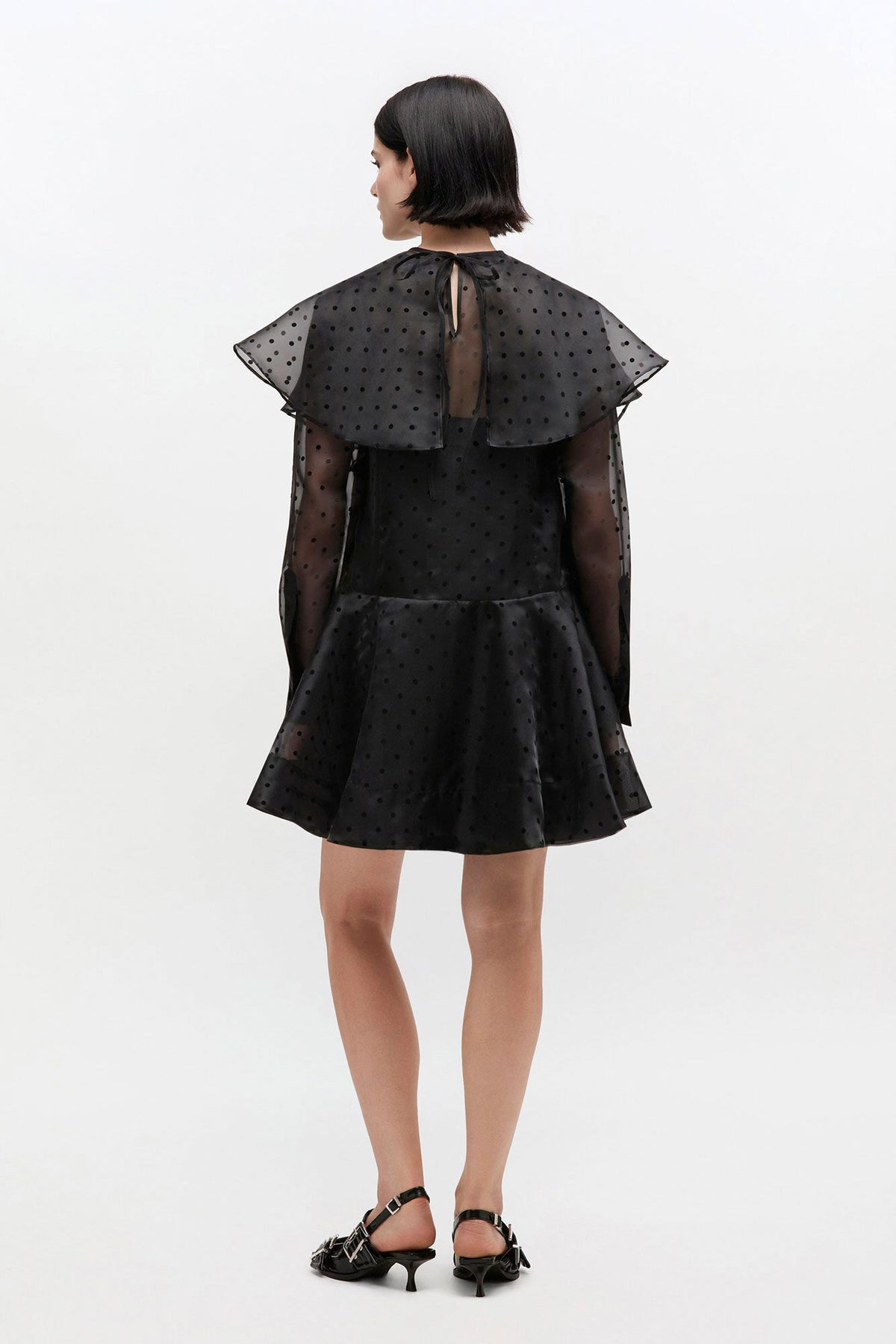 Black Organza Circle Collar Dress
