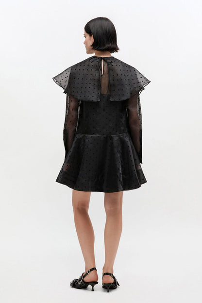 Black Organza Circle Collar Dress