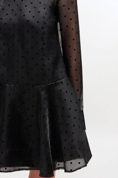 Black Organza Circle Collar Dress