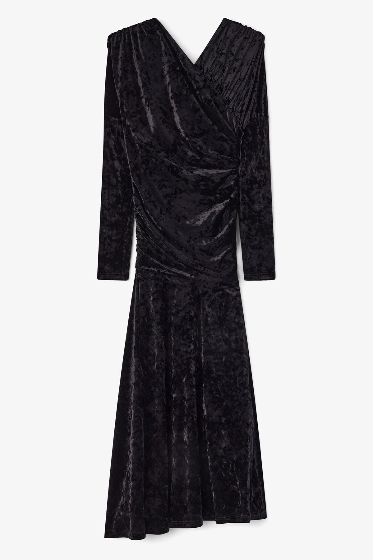 Dress in Black Velour Ruched
