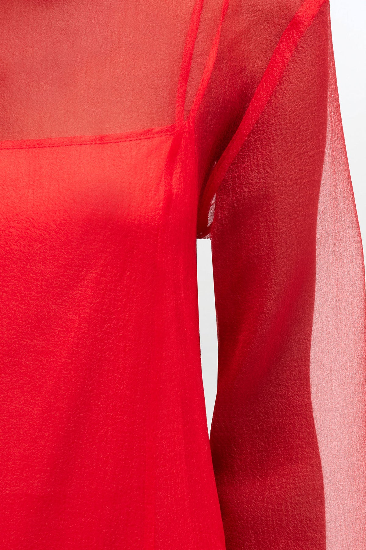 Red Organza Circle Collar Dress