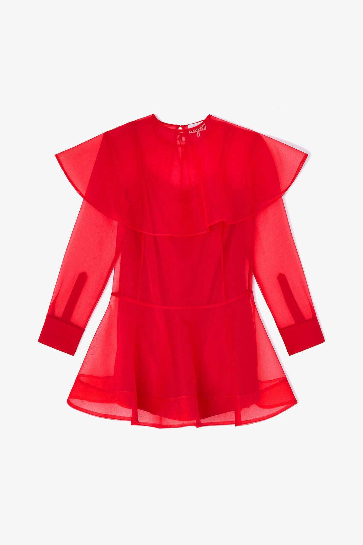 Red Organza Circle Collar Dress