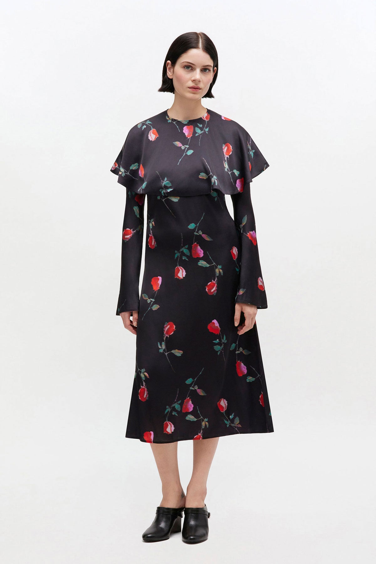 Printed Circle Collar Midi Dress
