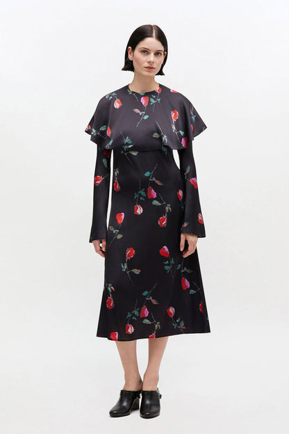 Printed Circle Collar Midi Dress