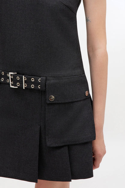 Grey Wool Mini Dress