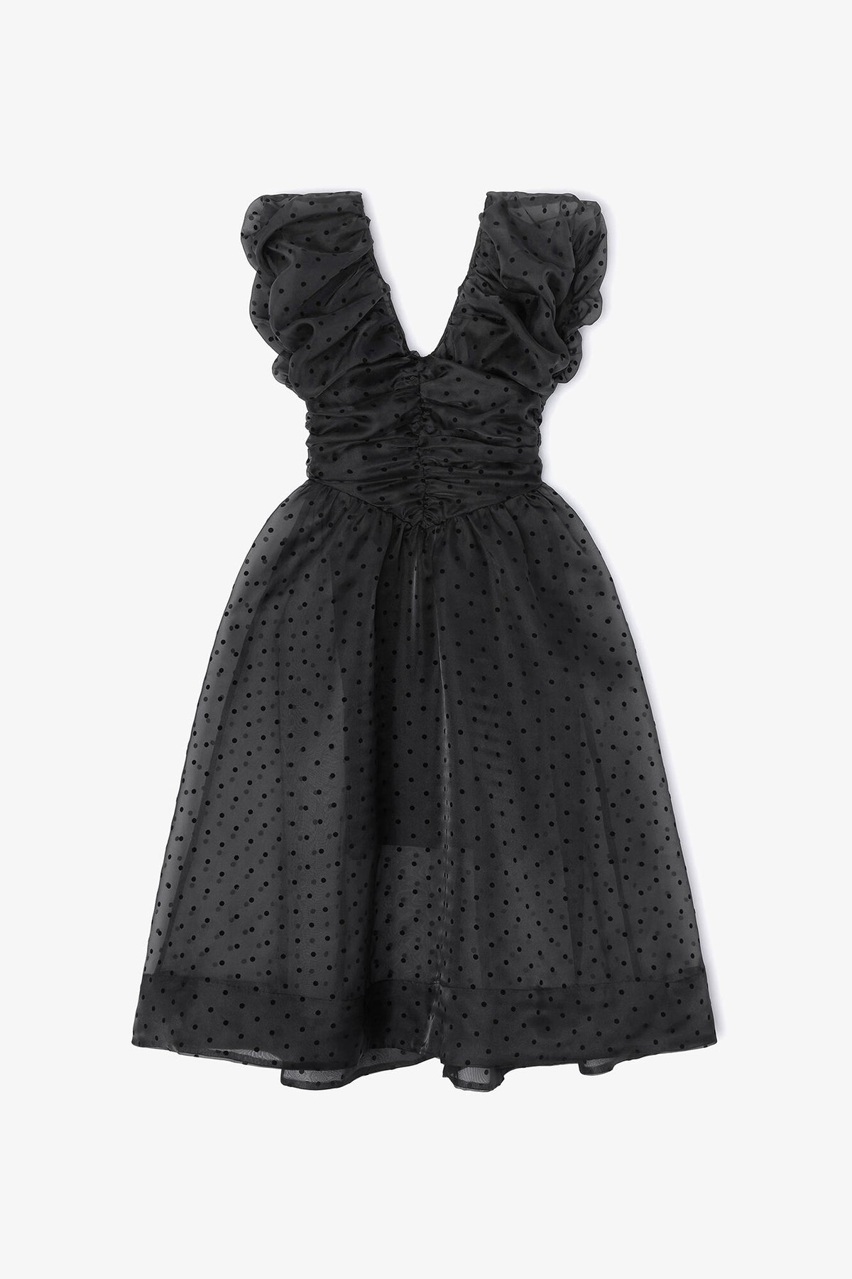 Black Organza Ruched Dress