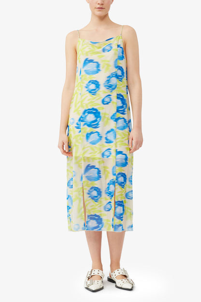 Printed Mesh Slip Dress
