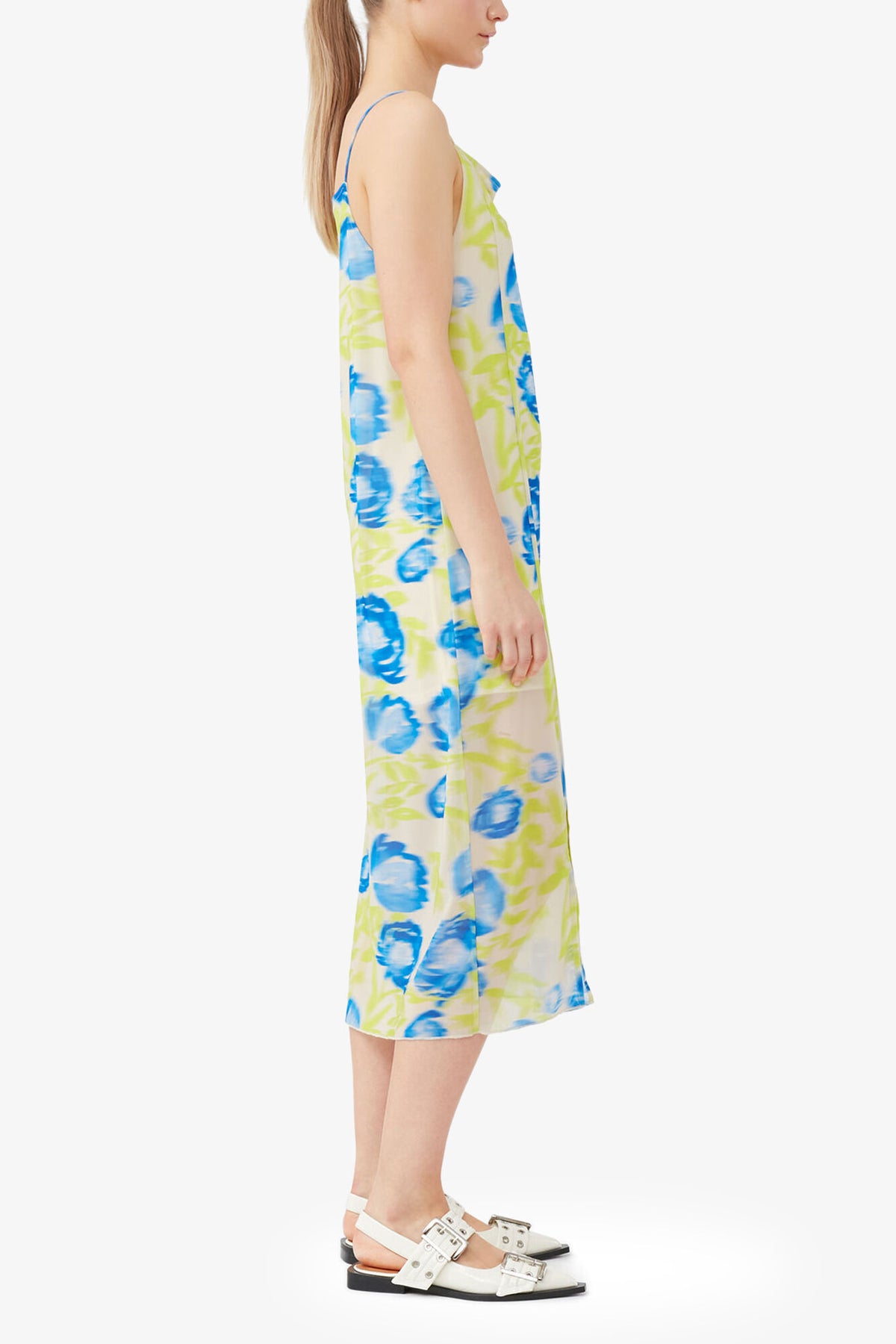 Printed Mesh Slip Dress