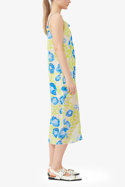 Printed Mesh Slip Dress