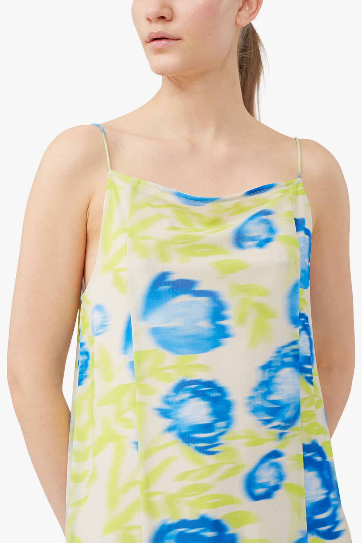 Printed Mesh Slip Dress