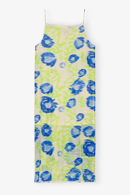 Printed Mesh Slip Dress