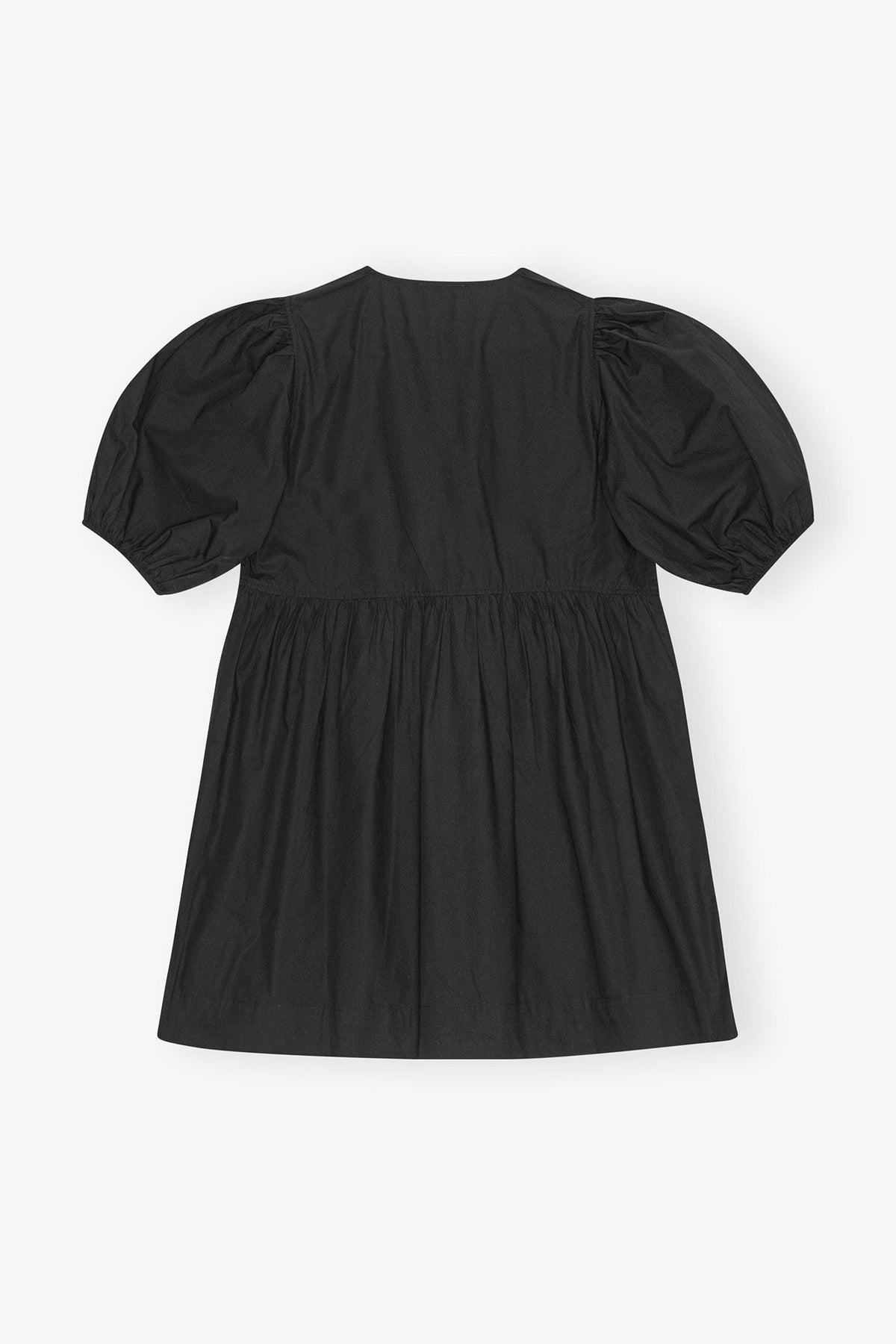 Black Cotton Poplin Tie String Mini Dress