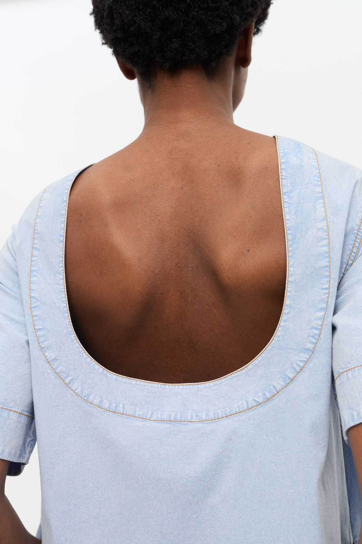 Light Blue A-line Mini Denim Dress