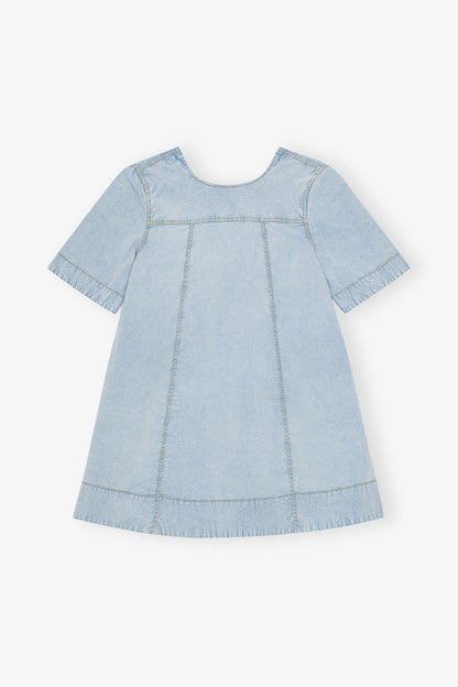 Light Blue A-line Mini Denim Dress