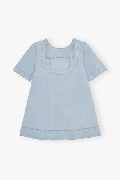 Light Blue A-line Mini Denim Dress