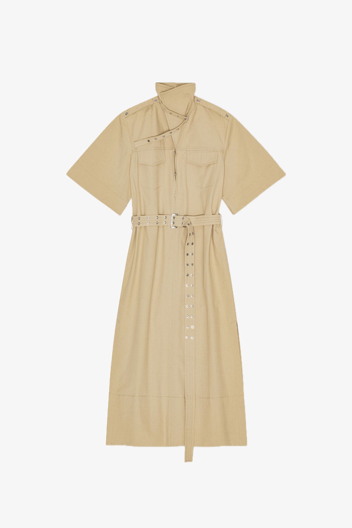 Beige Stretch Cotton Dress
