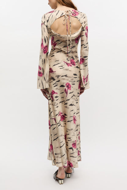 Floral Satin Maxi Dress