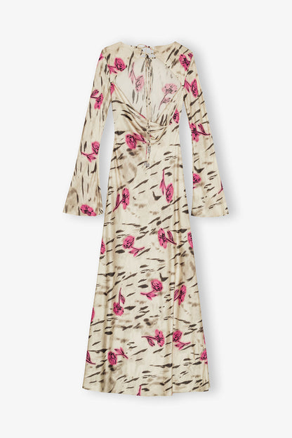 Floral Satin Maxi Dress