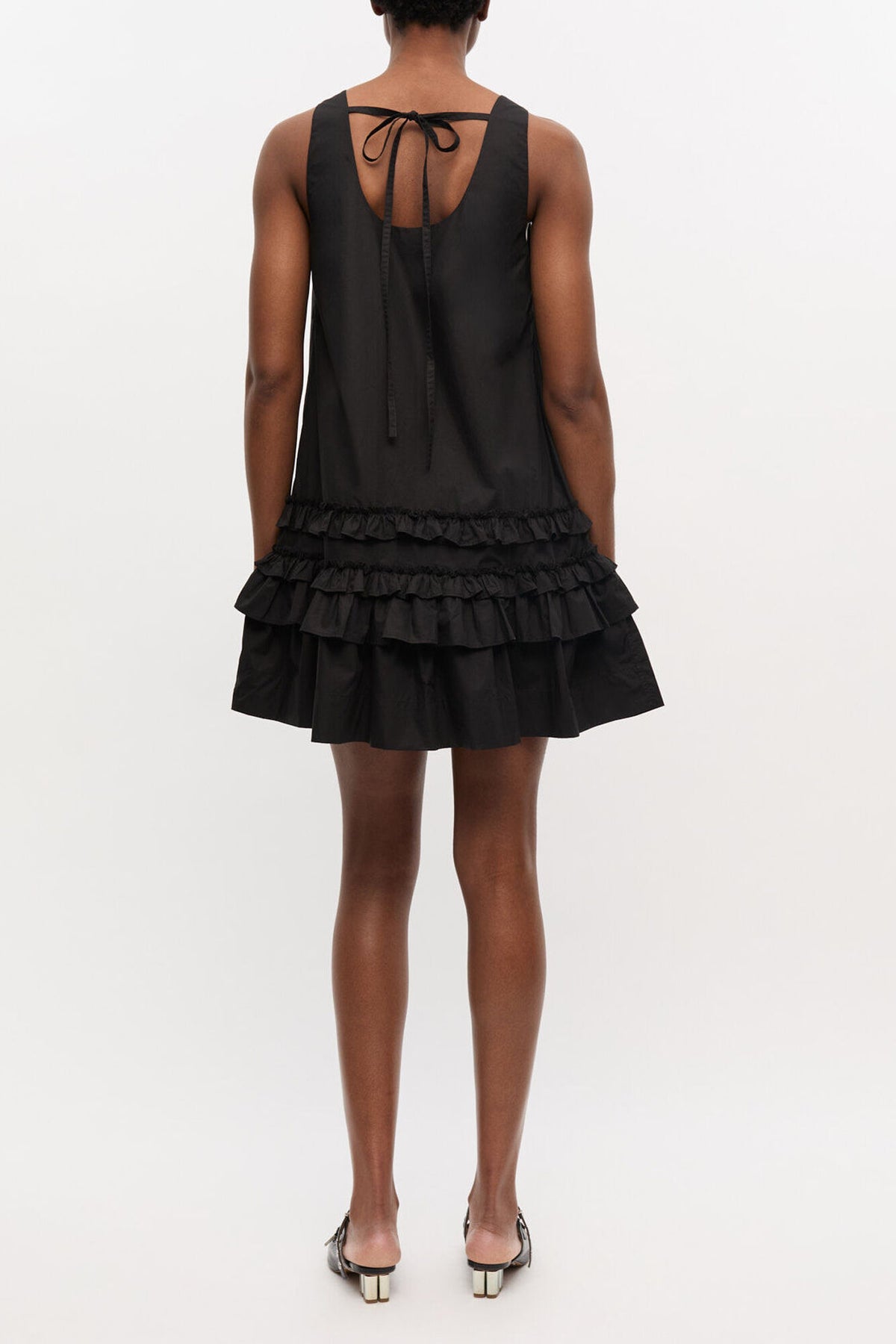 Black Cotton Poplin Mini Dress