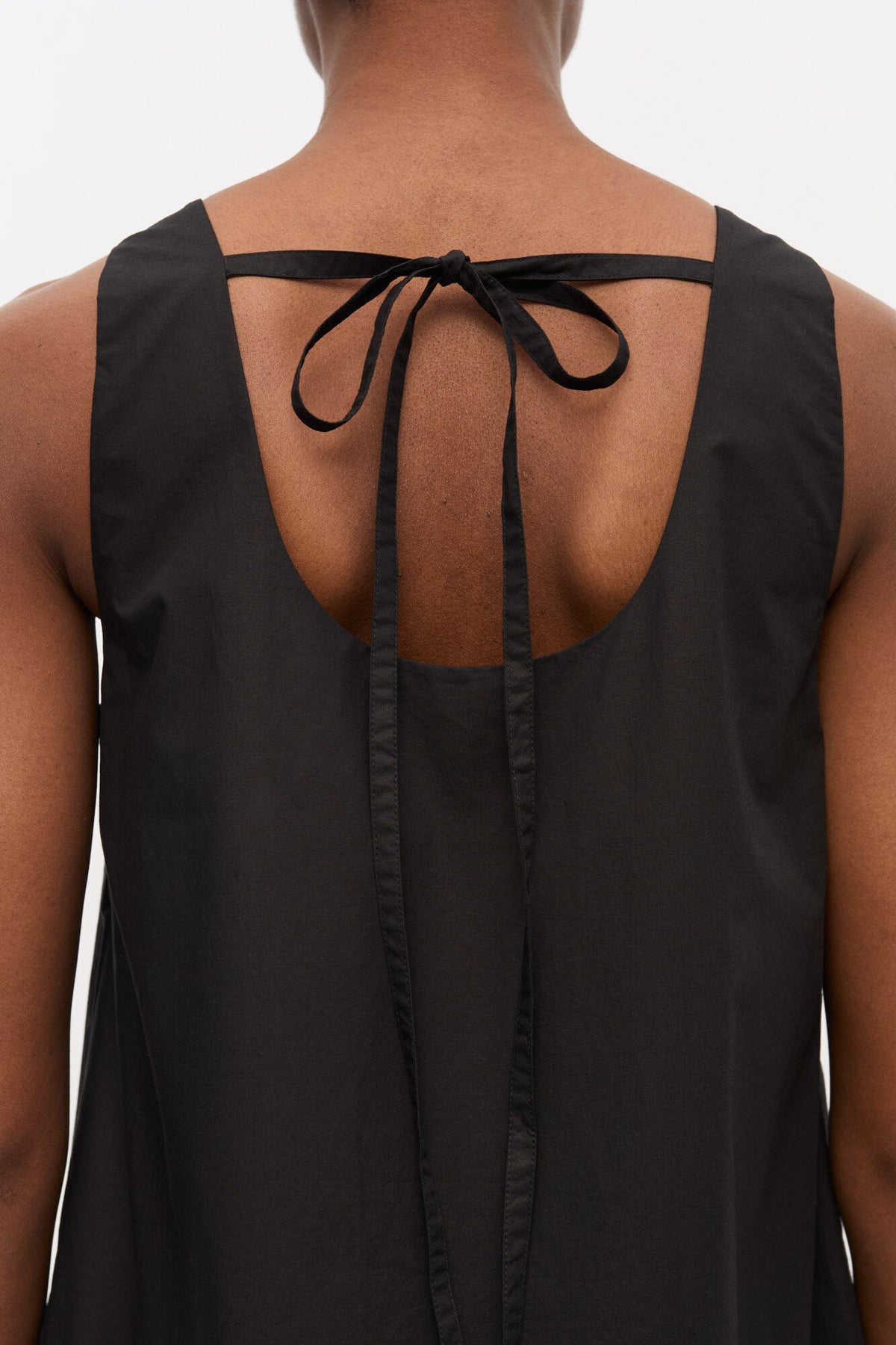 Black Cotton Poplin Mini Dress