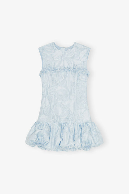 Blue Textured Cloque Corset Mini Dress