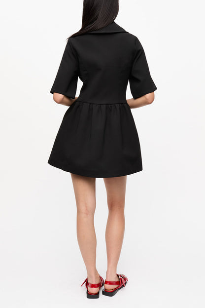 Black Bonded Crepe Mini Dress