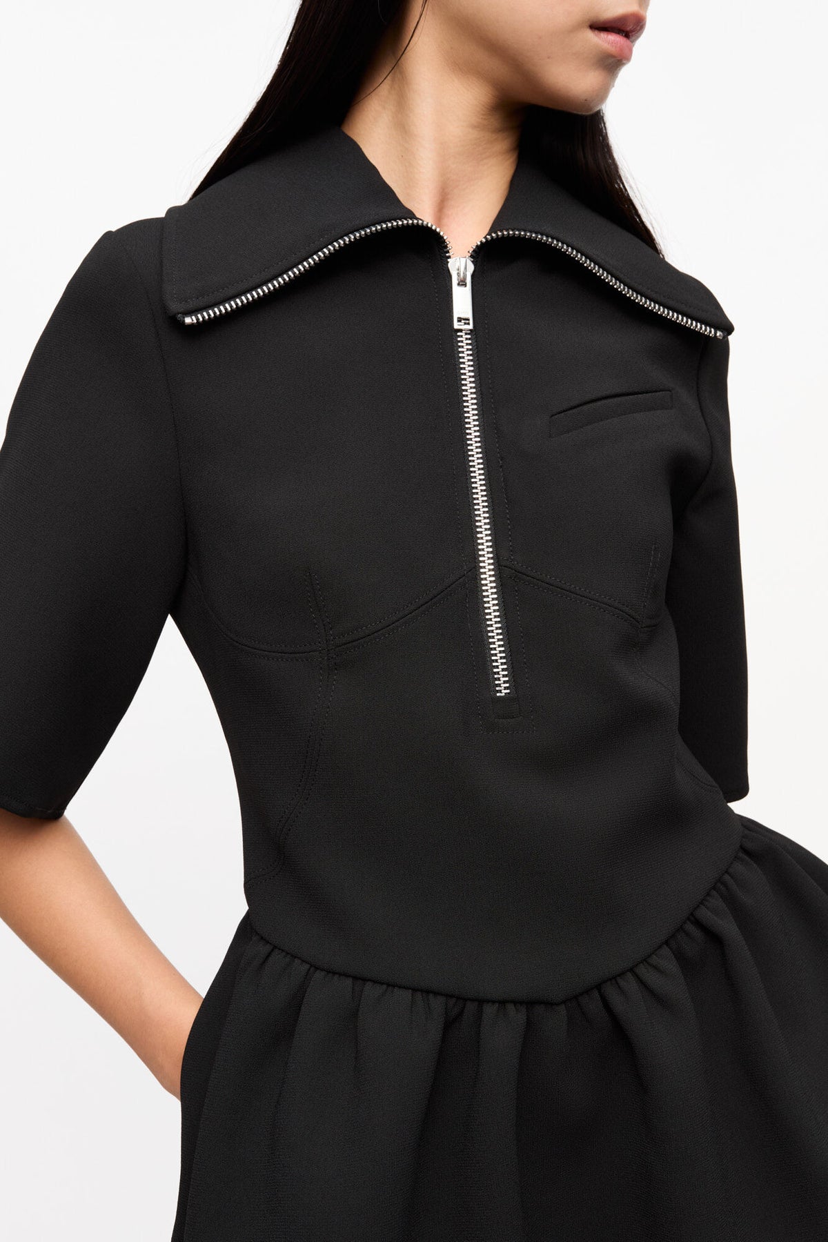 Black Bonded Crepe Mini Dress