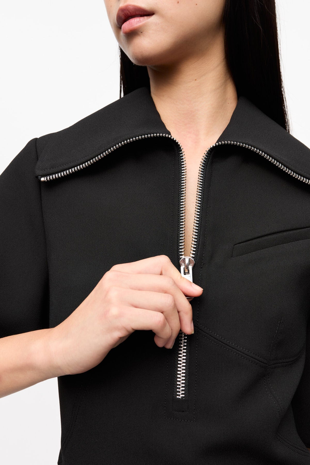 Black Bonded Crepe Mini Dress
