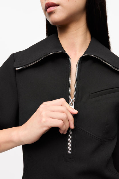 Black Bonded Crepe Mini Dress