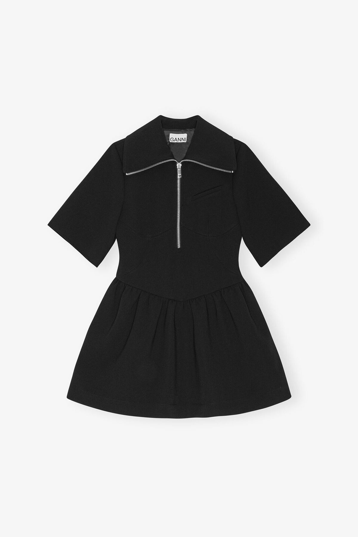Black Bonded Crepe Mini Dress