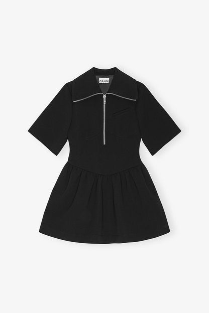 Black Bonded Crepe Mini Dress