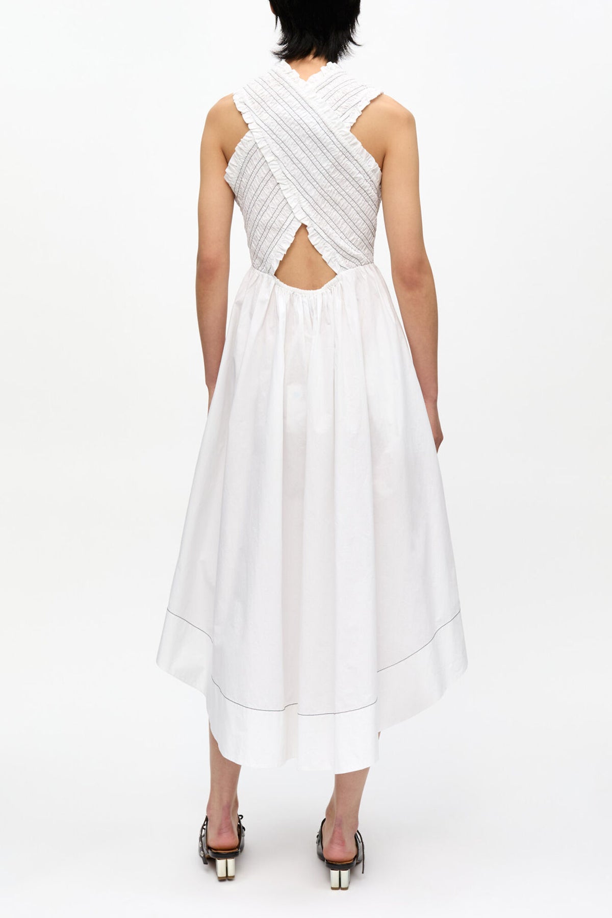 Washed Stretch Cotton Smock Midi Dress