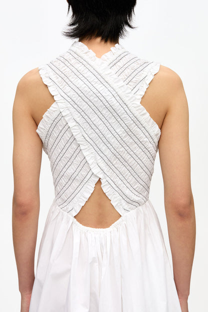 Washed Stretch Cotton Smock Midi Dress