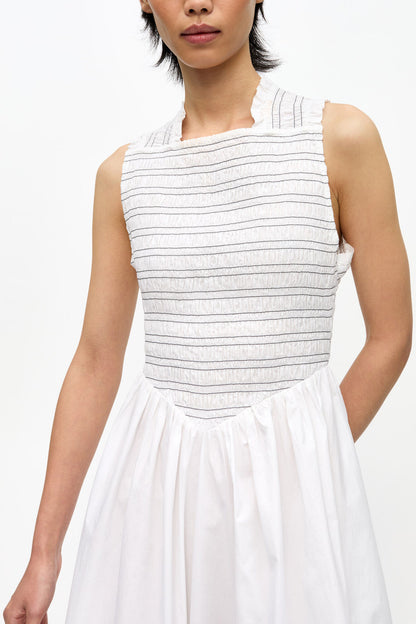 Washed Stretch Cotton Smock Midi Dress