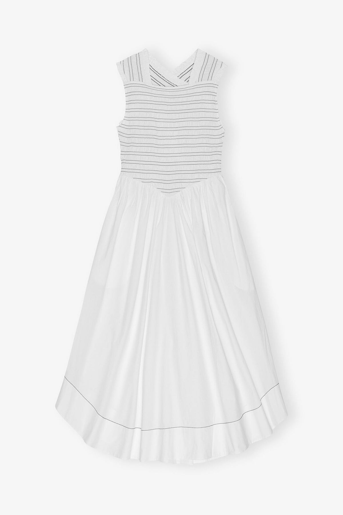 Washed Stretch Cotton Smock Midi Dress