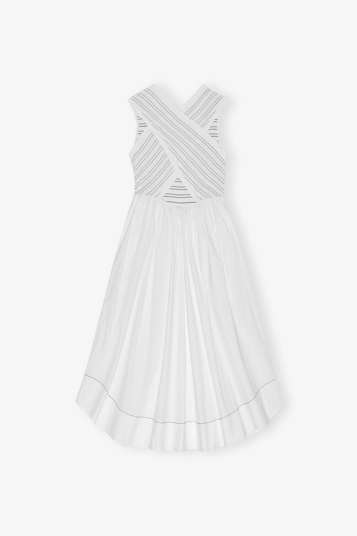 Washed Stretch Cotton Smock Midi Dress