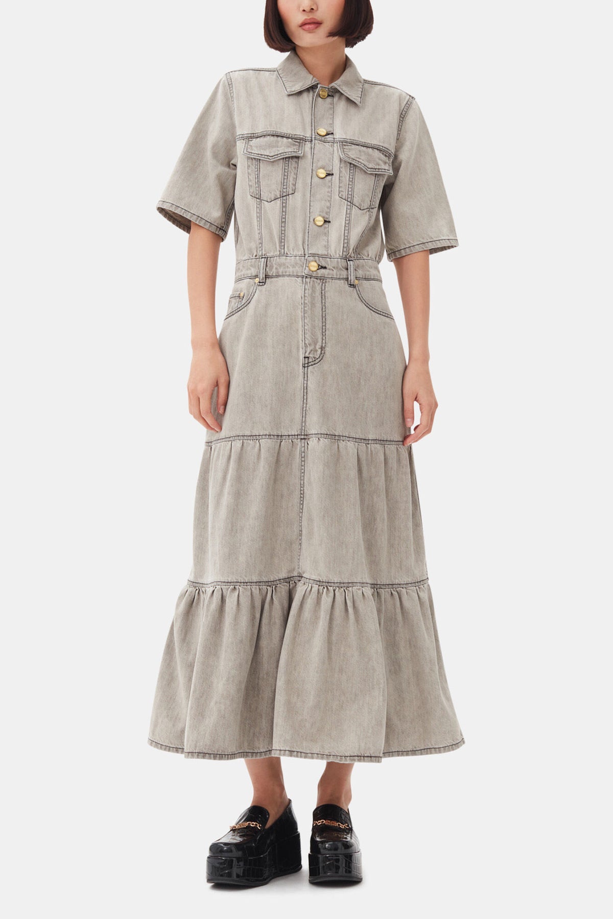 Grey Future Long Denim Dress