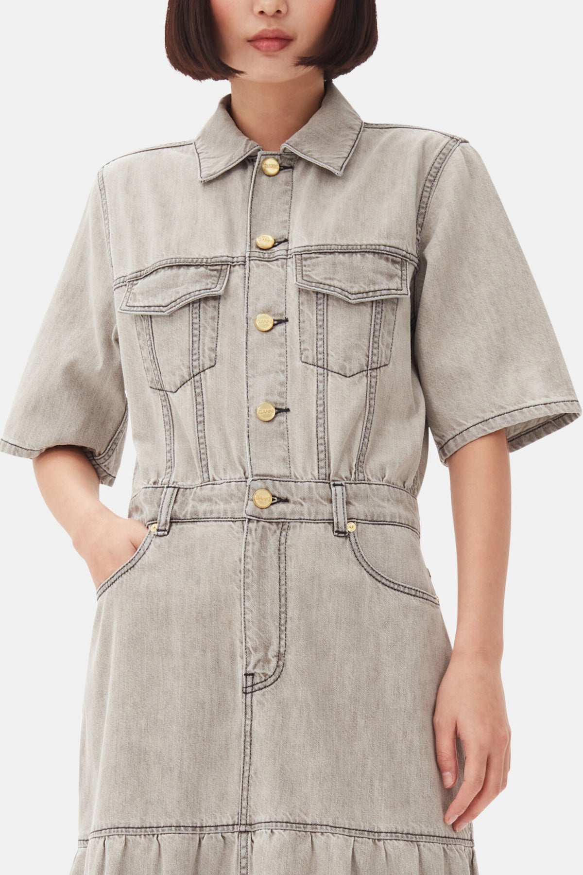 Grey Future Long Denim Dress