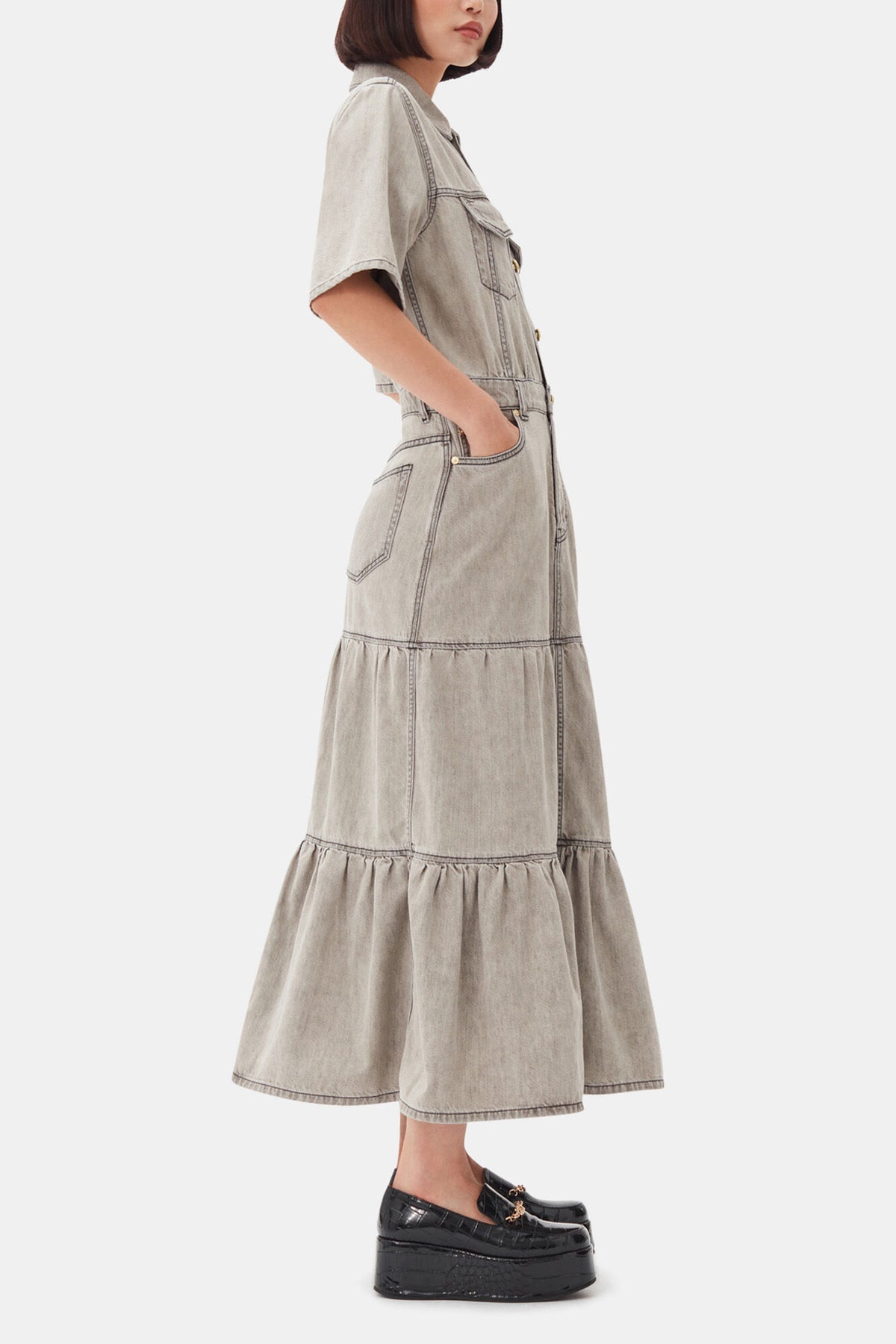 Grey Future Long Denim Dress