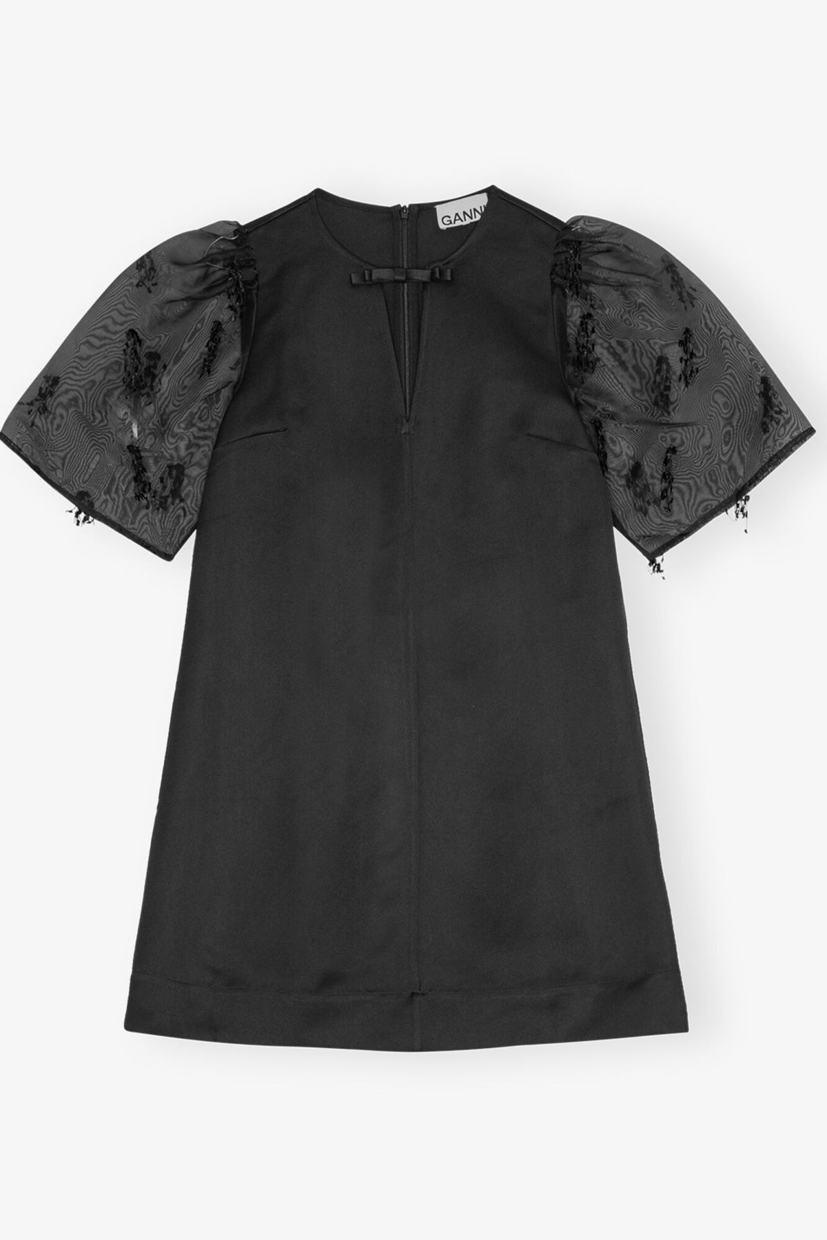 Black Fringed Organza Mini Dress