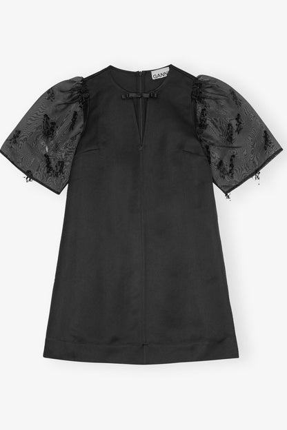 Black Fringed Organza Mini Dress