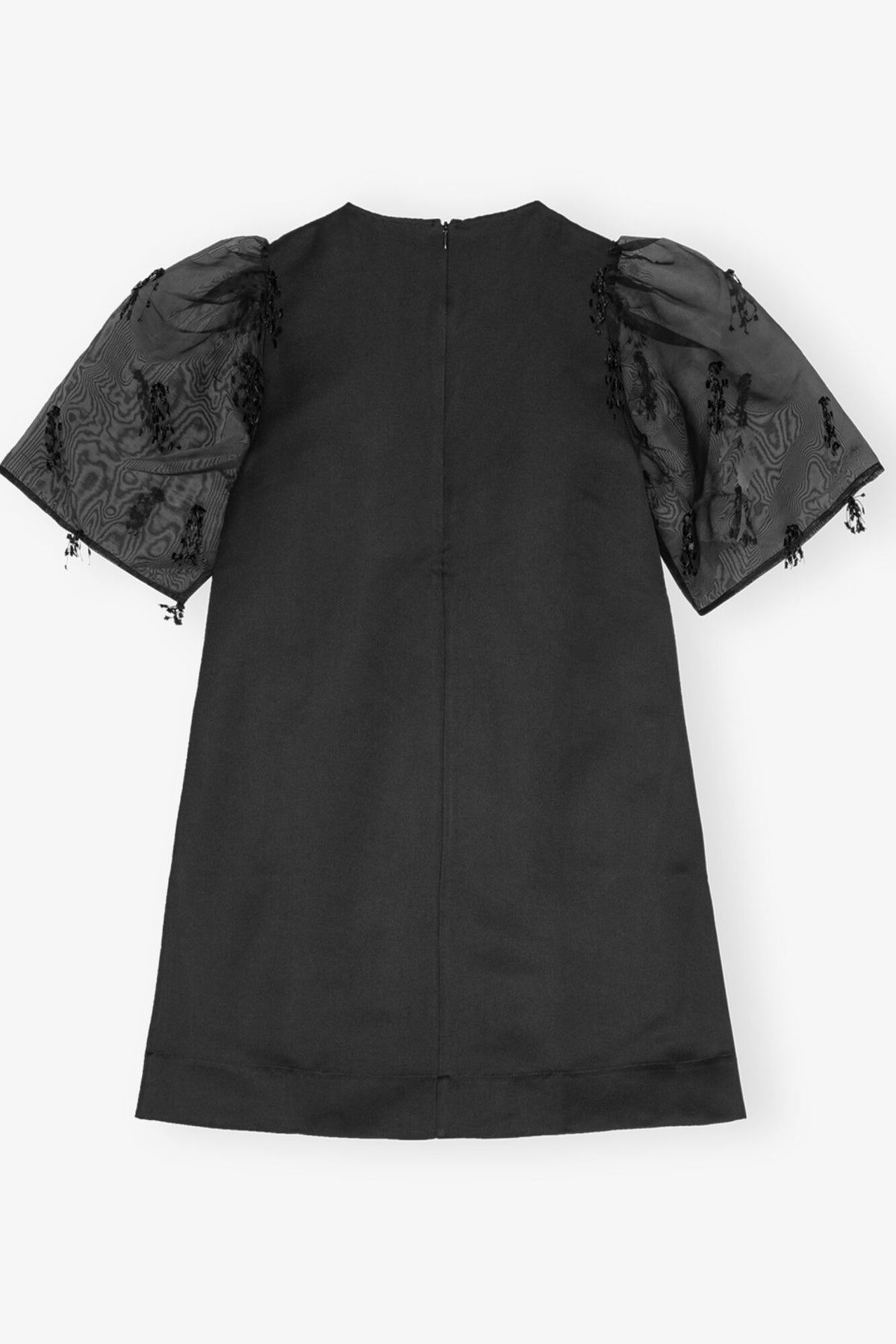 Black Fringed Organza Mini Dress