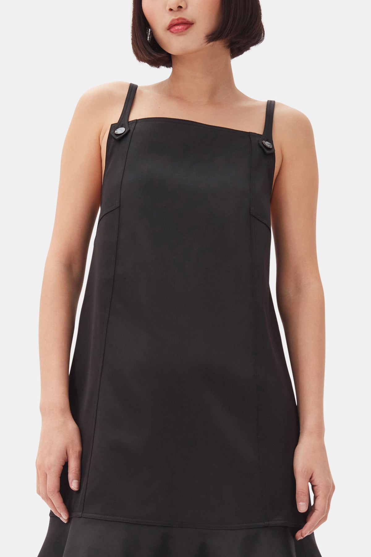 Black Duchesse Satin Mini Dress