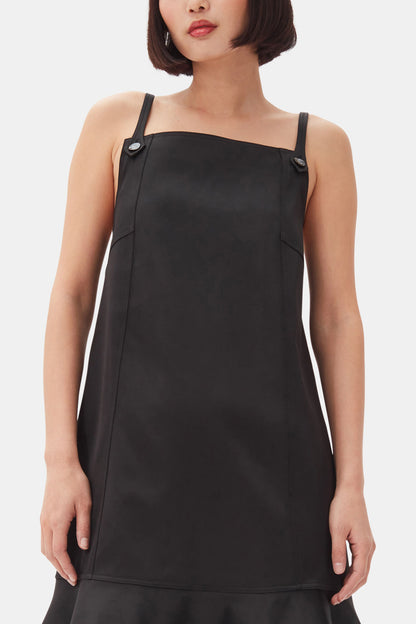 Black Duchesse Satin Mini Dress