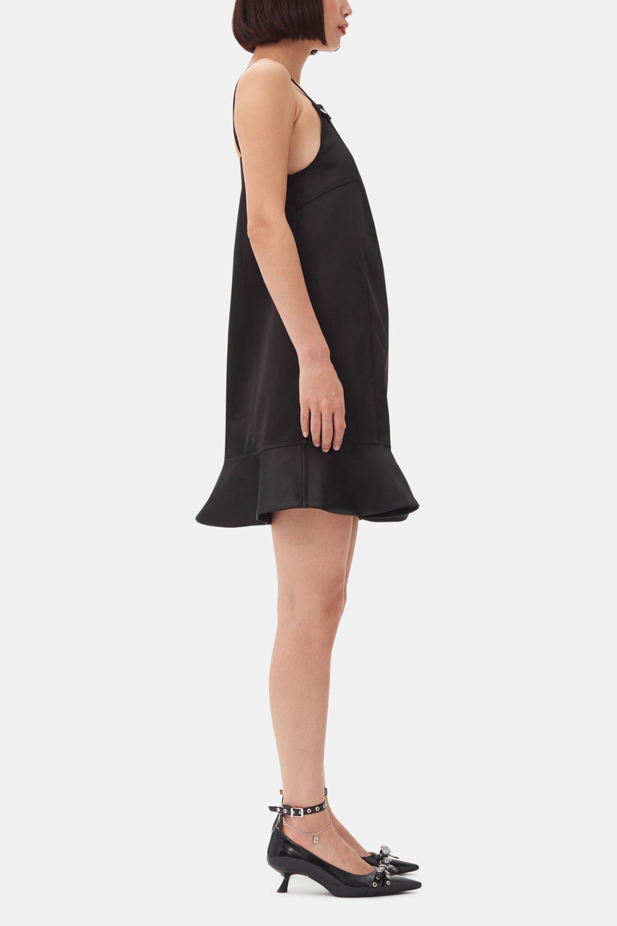 Black Duchesse Satin Mini Dress